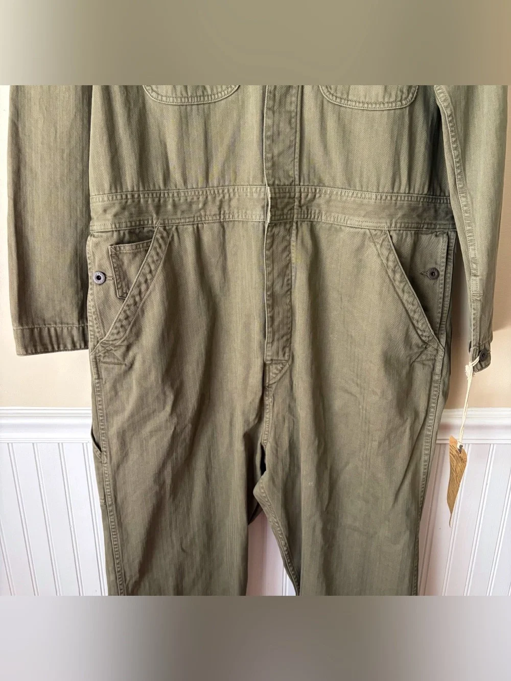 Ralph Lauren RRL Double RL Cotton Herringbone Coverall Workwear Olive Green XL